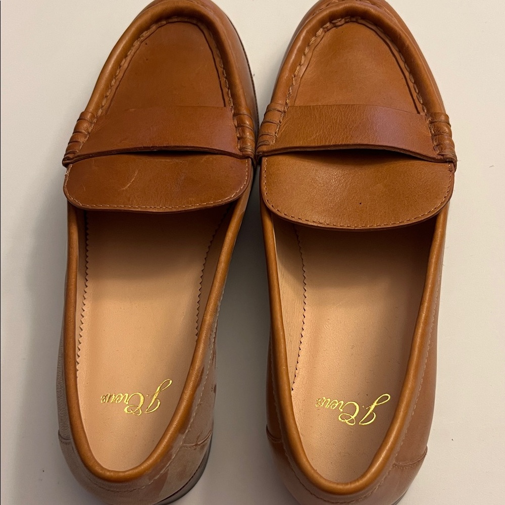 J Crew Brown Leather Loafers. New 7.5